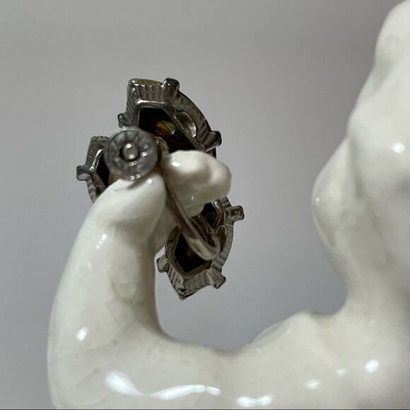 Sterling rhinestone vintage clip earrings - Picture 5 of 16